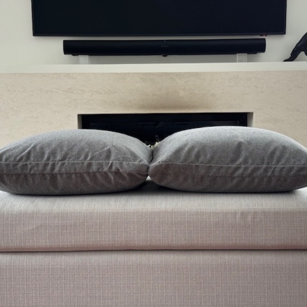2 WEST ELM Large Throw Pillow Covers ~ Pewter Gray ~ 24" x 24" + 1.5" Border